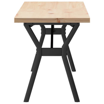 Mesa De Centro Marco Y Madera Maciza Pino Y Acero 160x40x45,5cm_3