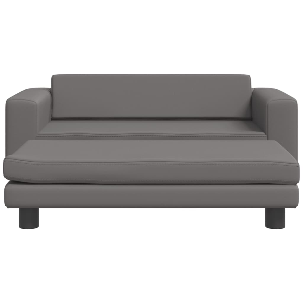 Cama De Perros Con Extensión Cuero Sintético Gris 100x50x30 Cm / Vetonek_3