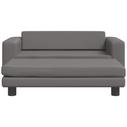 Cama De Perros Con Extensión Cuero Sintético Gris 100x50x30 Cm / Vetonek_3