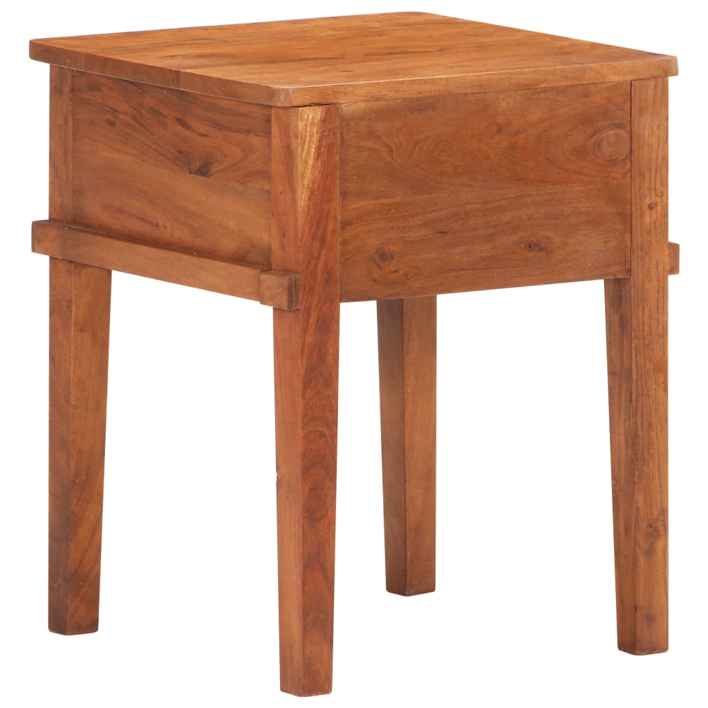 Mesita De Noche De Madera Maciza De Acacia 40x40x50 Cm_2