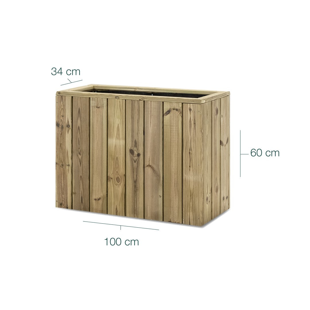 Jardinera De Madera Para Exterior 100x34x60 Cm Atrium Hortalia_5