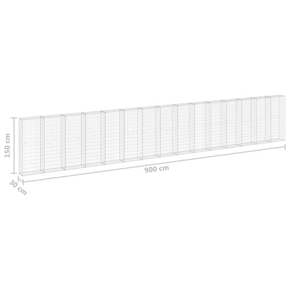 Muro De Gaviones Con Cubiertas Acero Galvanizado 900x30x150 Cm / Vetonek_4