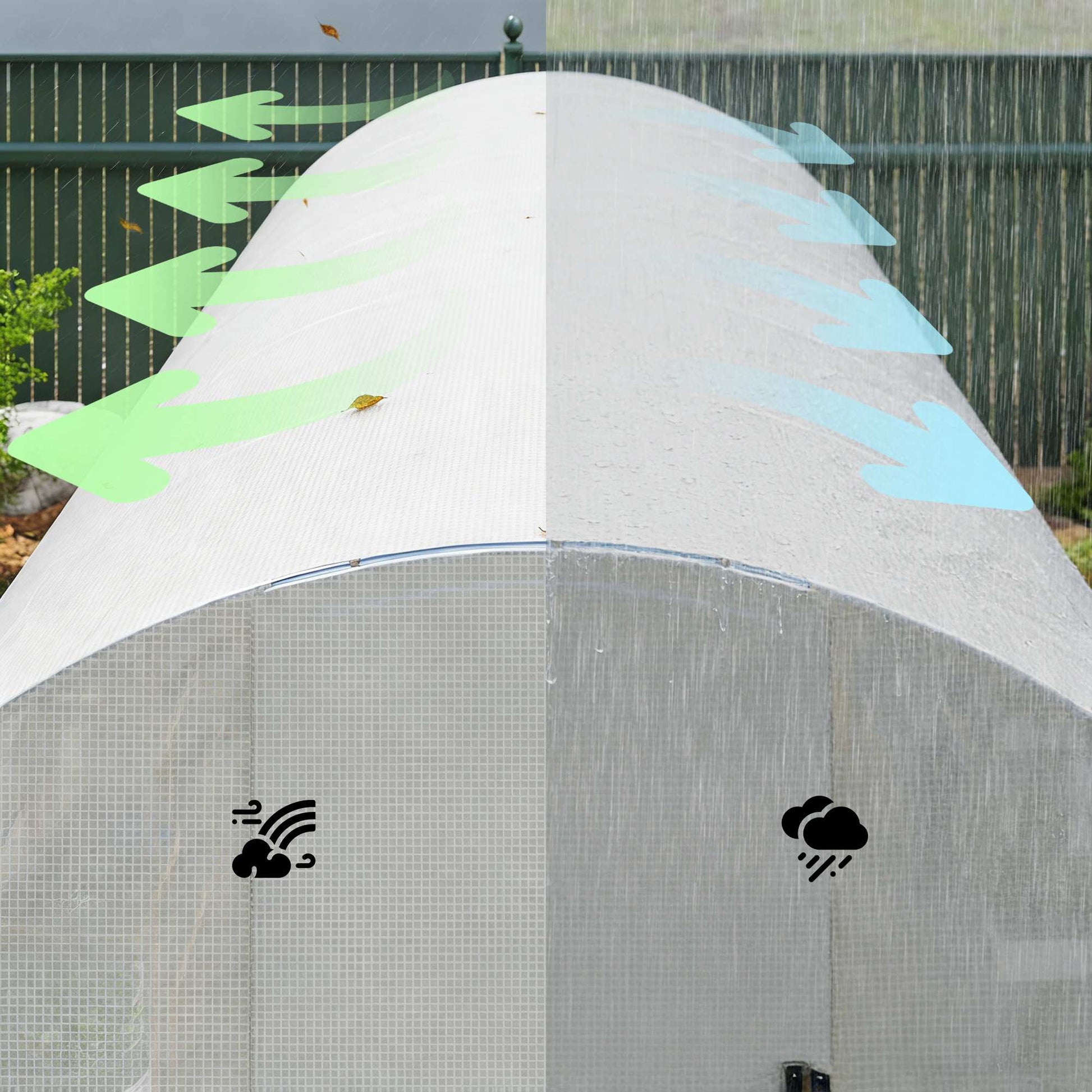 Outsunny Invernadero De Túnel 6x3x2 M Con Puerta Con Bisagras Y Ventanas Blanco_4