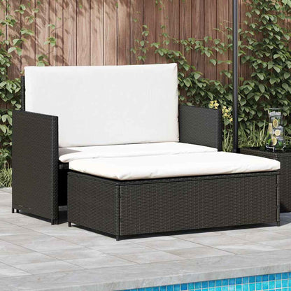 Vidaxl Set Muebles De Jardín 2 Piezas Y Cojines Ratán Sintético Negro_1