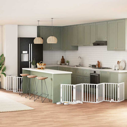Vidaxl Puerta De Perros Plegable 15 Paneles Madera Álamo Blanca 750 Cm_1