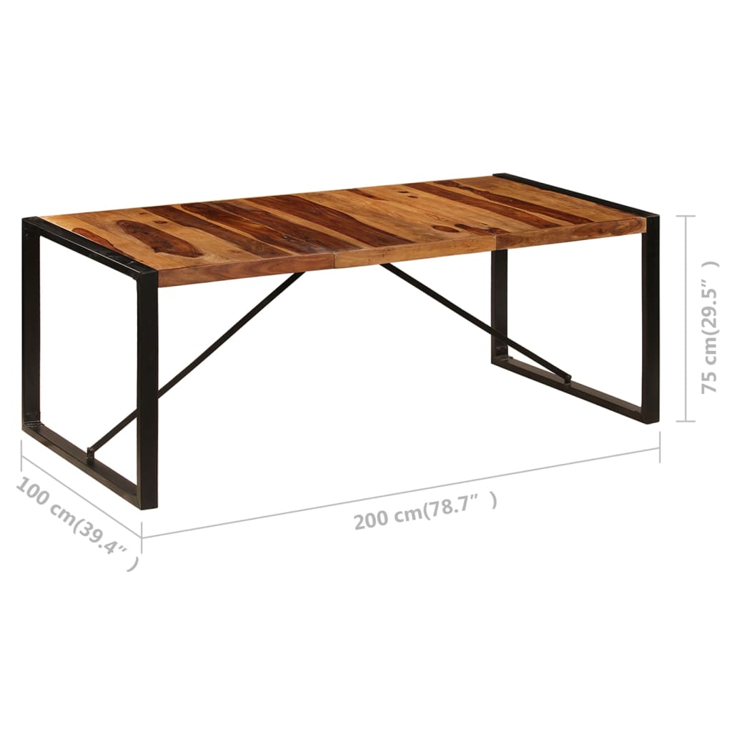 Mesa De Comedor De Madera Maciza De Sheesham 200x100x75 Cm_4