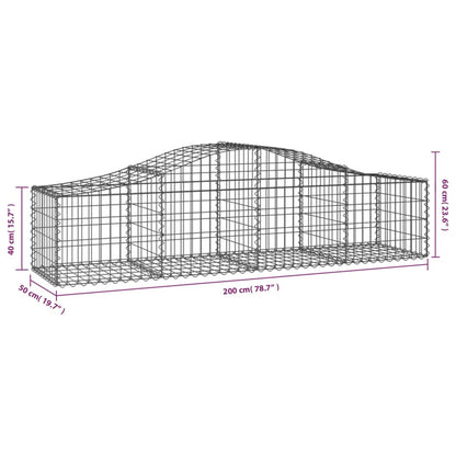 Cestas De Gaviones 12 Uds Forma De Arco Hierro 200x50x40/60 Cm_5