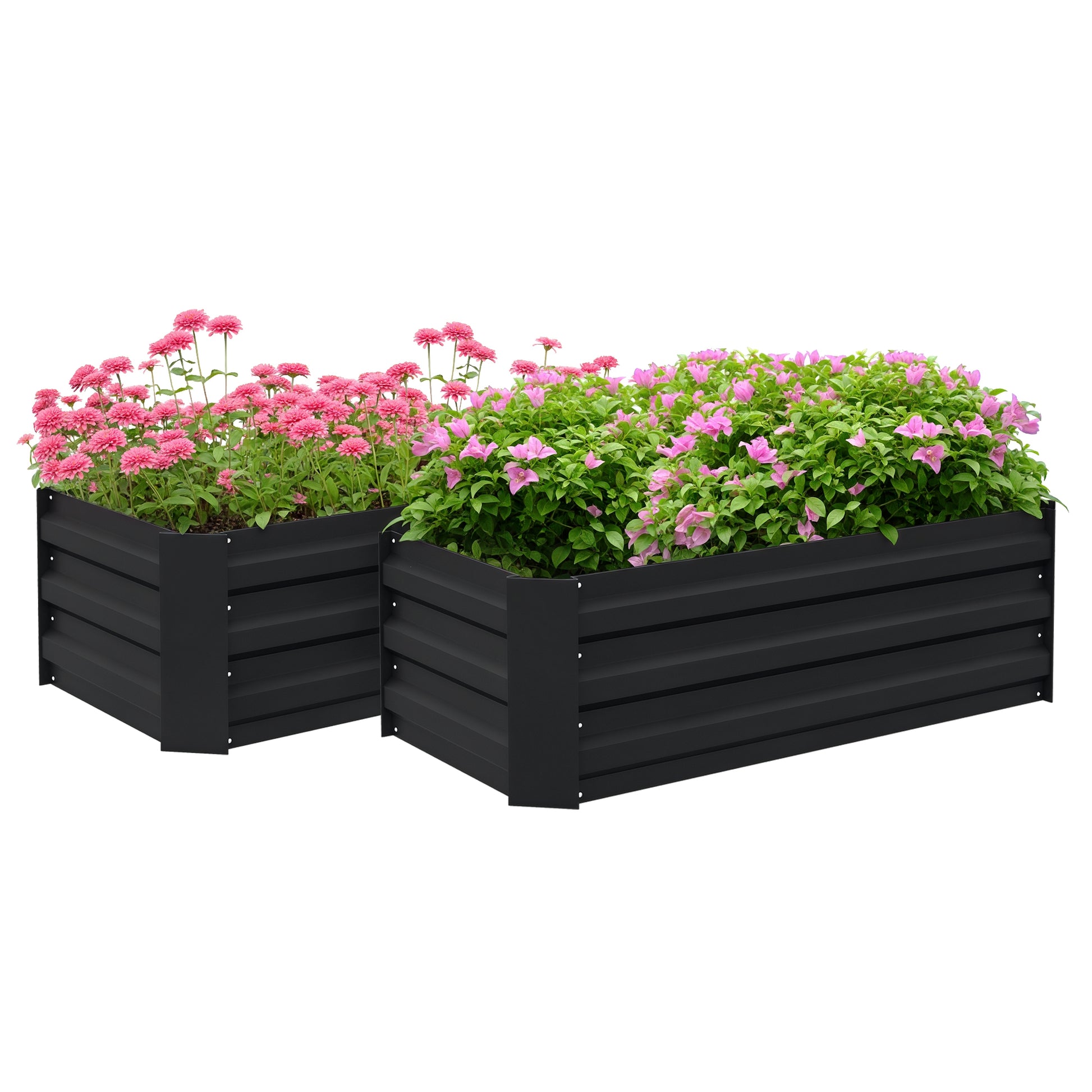 Outsunny Juego De 2 Jardineras Exterior Grandes De Acero Galvanizado_0