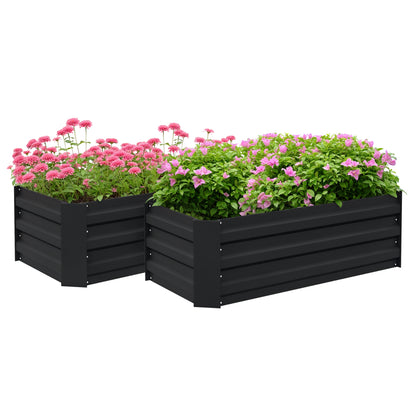 Outsunny Juego De 2 Jardineras Exterior Grandes De Acero Galvanizado_0