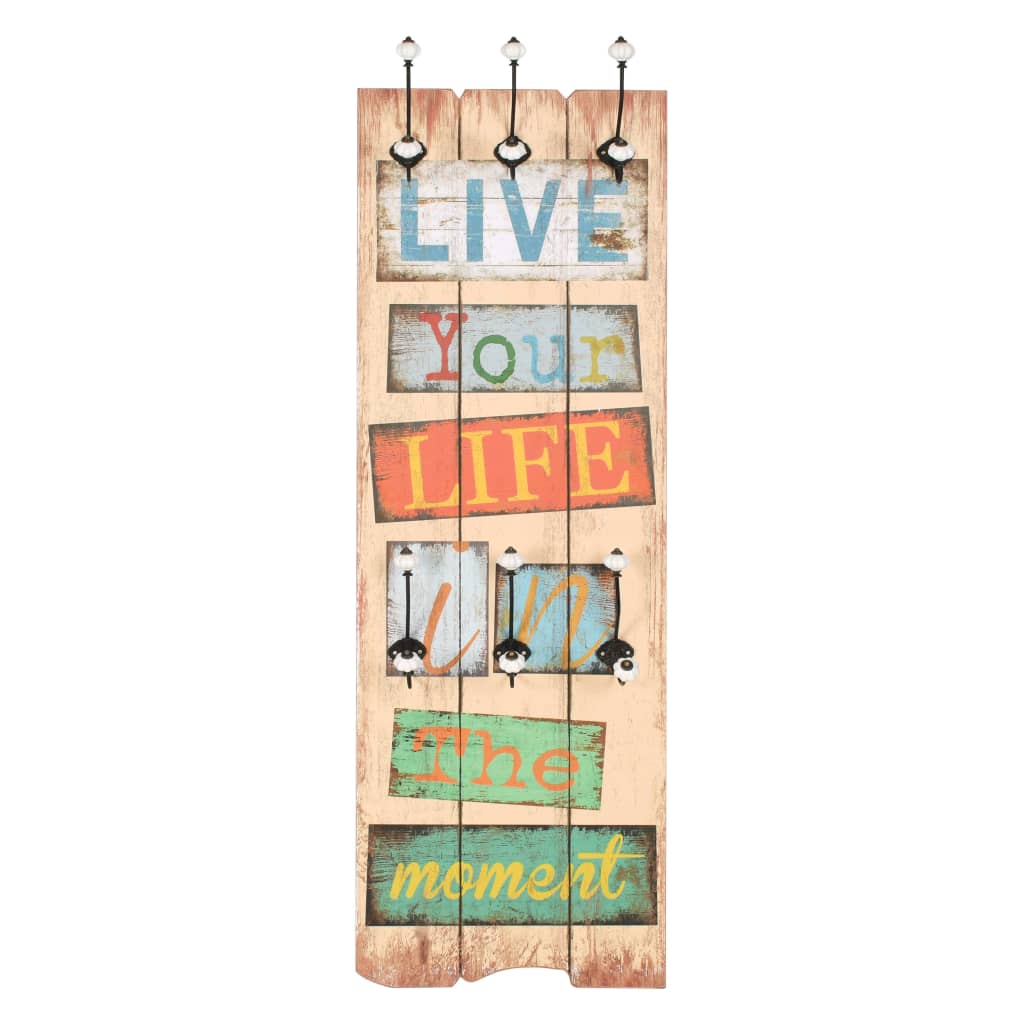 Perchero De Pared Live Life Con 6 Ganchos 120x40 Cm_0
