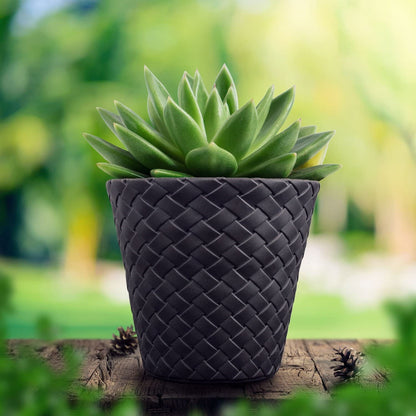 Maceta De Ratan Sintético 28 Litros Color Blanco 40 X 37 Cm