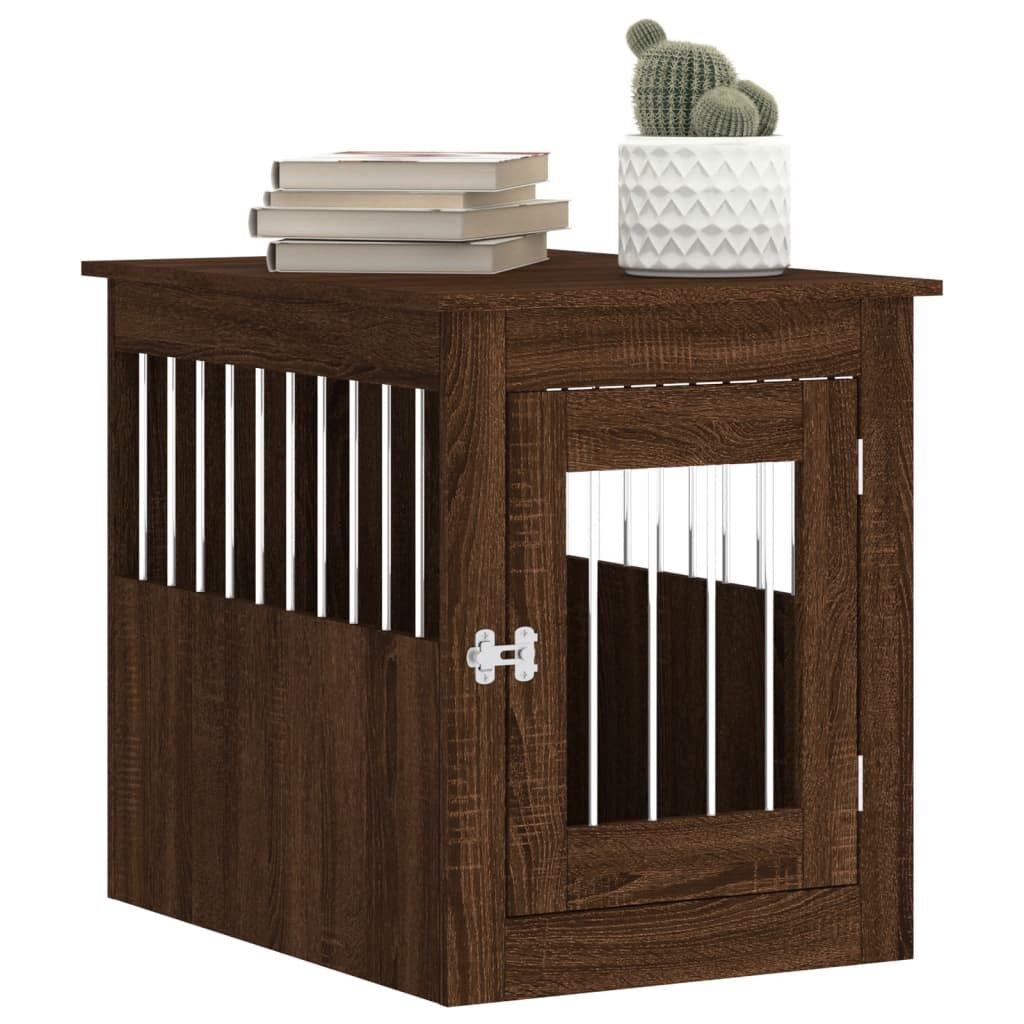 Vidaxl Jaula Para Perros Madera De Ingeniería Roble Marrón 55x75x65 Cm_3