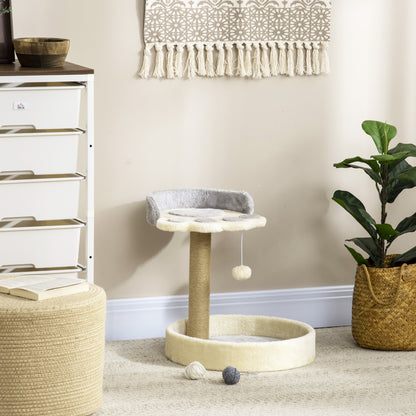 Pawhut Árbol Rascador Para Gatos Altura 44 Cm Con 2 Camas Poste Yute Gris Claro_1
