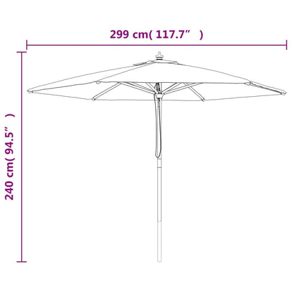 Vidaxl Sombrilla De Jardín Con Poste De Madera Gris Taupé 299x240 Cm_2