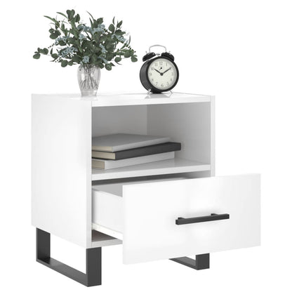 Mesita Noche 2 Uds Madera Ingeniería Blanco Brillo 40x35x47,5cm_1