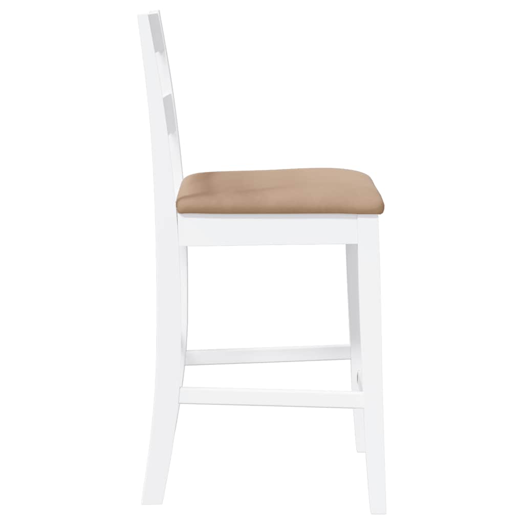 Taburetes De Bar Con Cojines 2 Uds Madera Maciza Blanca Caucho_4