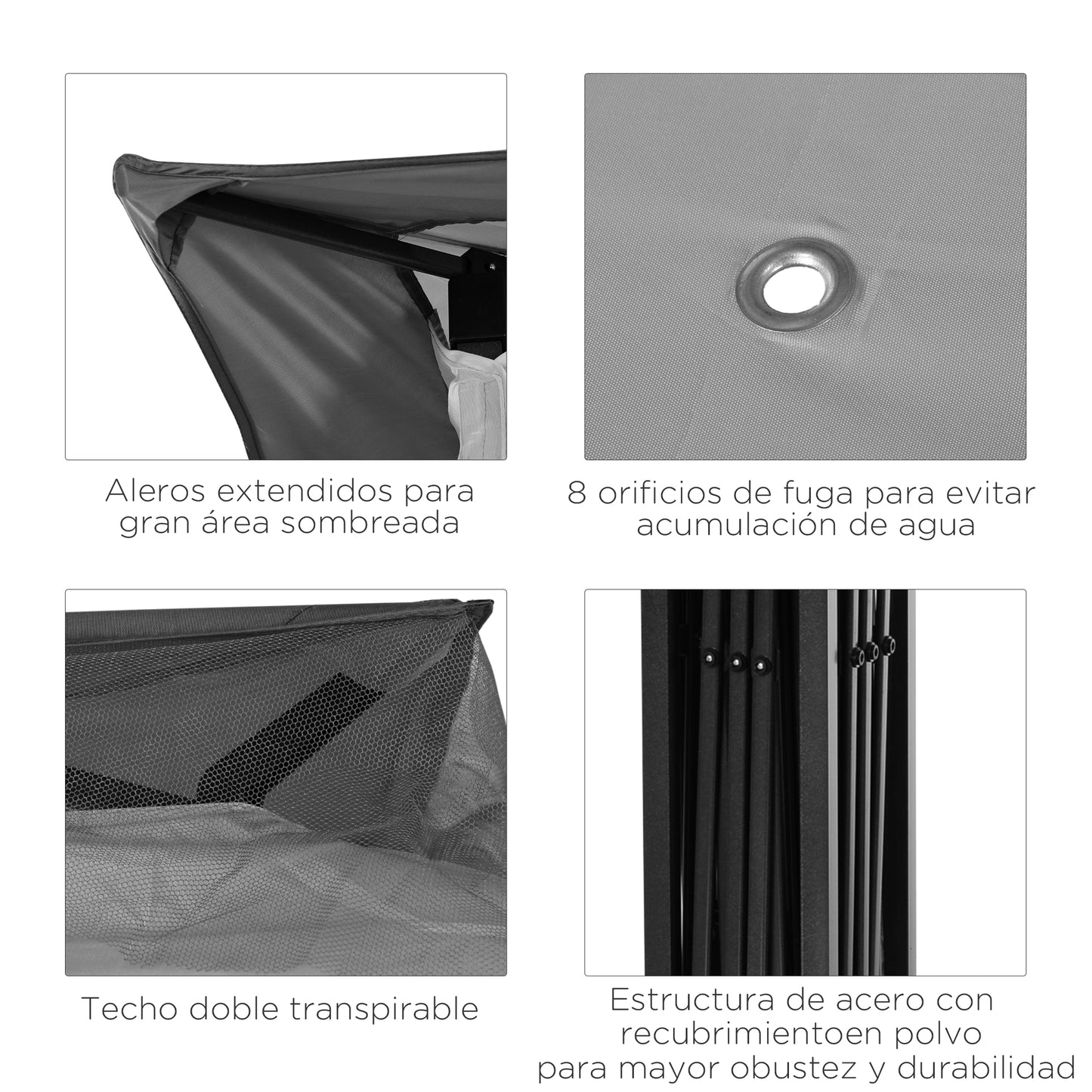 Outsunny Carpa Plegable3,3x3,3 M Con 4 Paredes Laterales De Malla Gris Claro_5