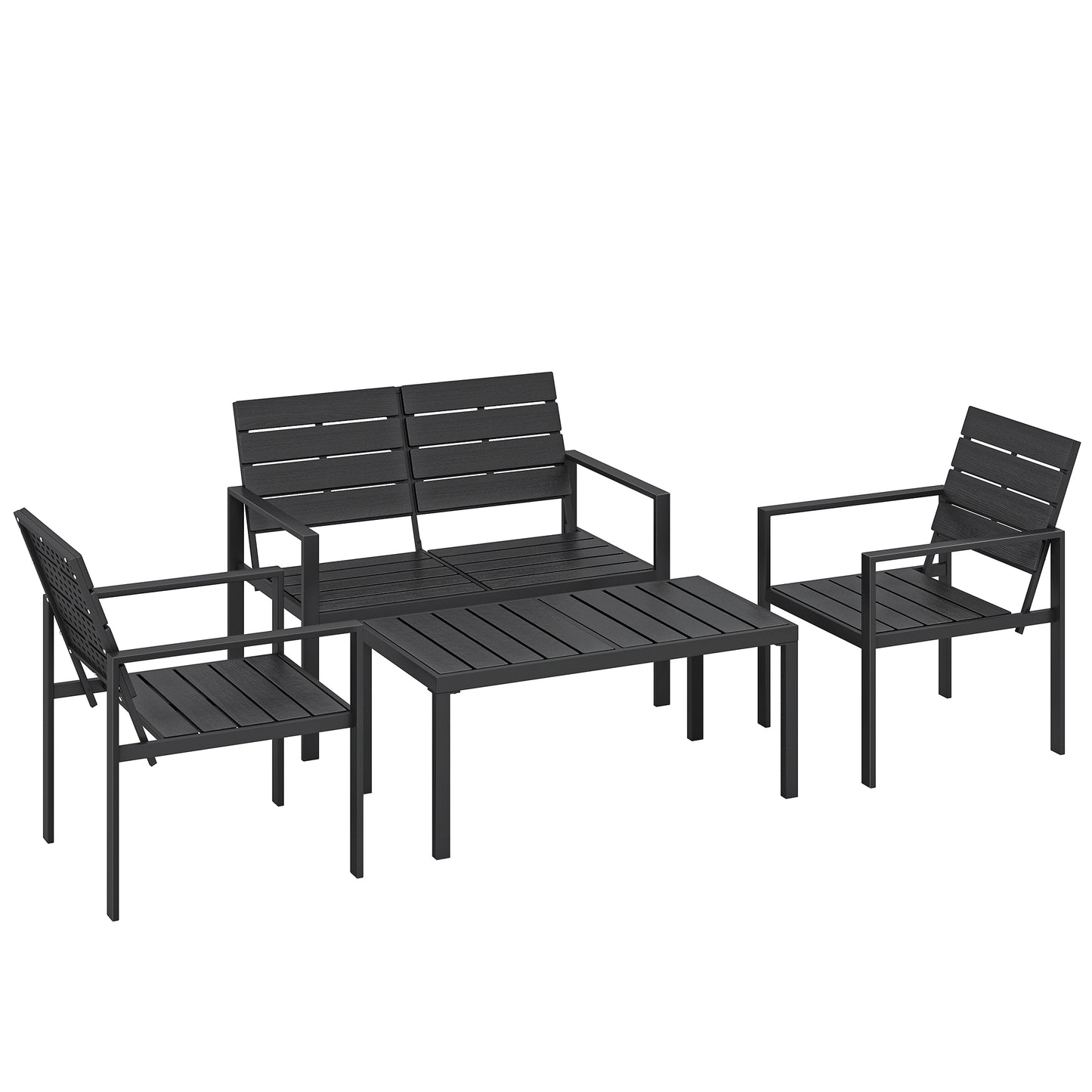 Outsunny Conjunto De Muebles De Jardín Para 4 Personas Negro_0