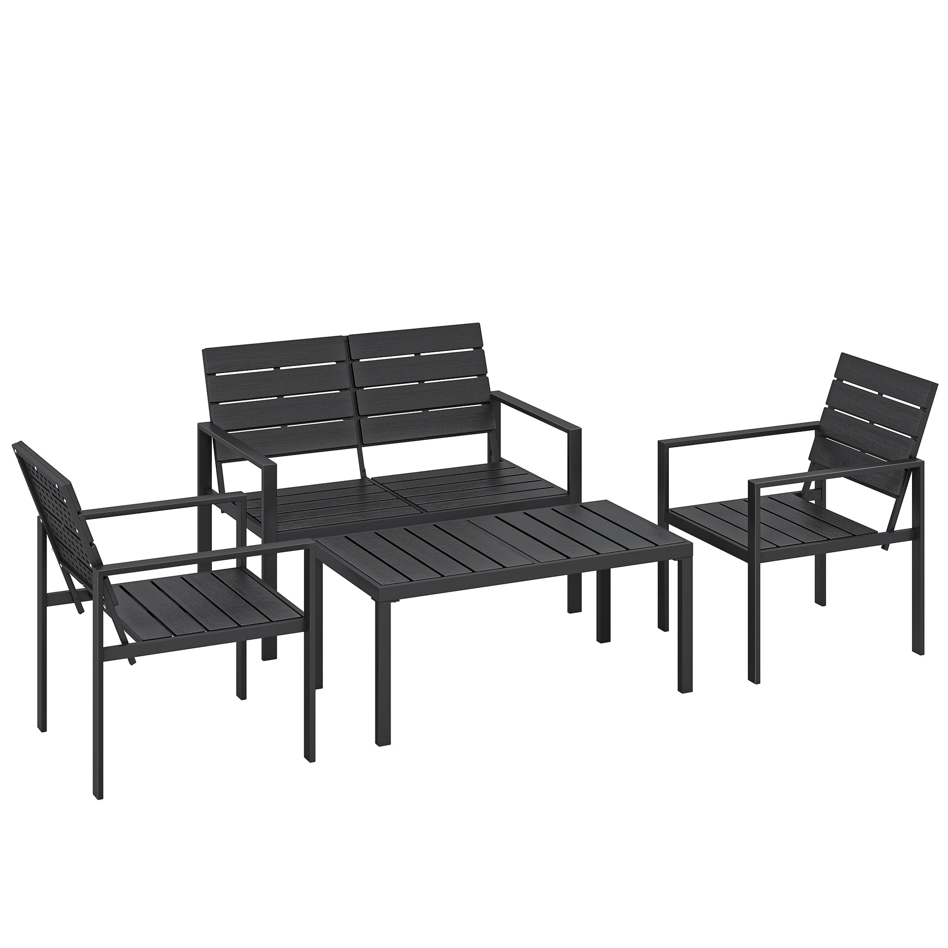 Outsunny Conjunto De Muebles De Jardín Para 4 Personas Negro_0