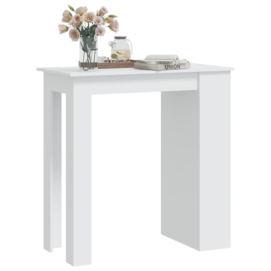 Mesa Bar Estante Almacenaje Contrachapada Blanco 102x50x103,5cm_2