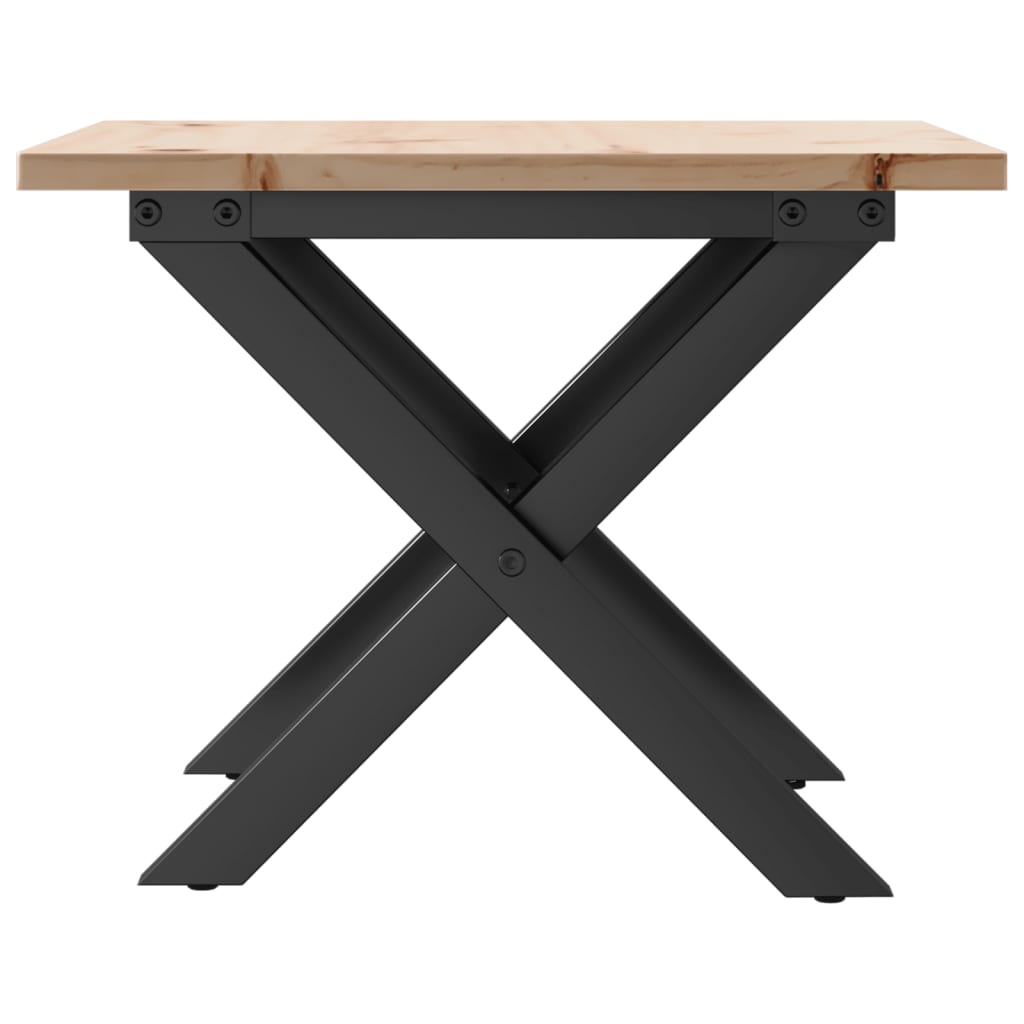 Mesa De Centro Marco X Madera Maciza Pino Y Acero 50x50x35 Cm_3
