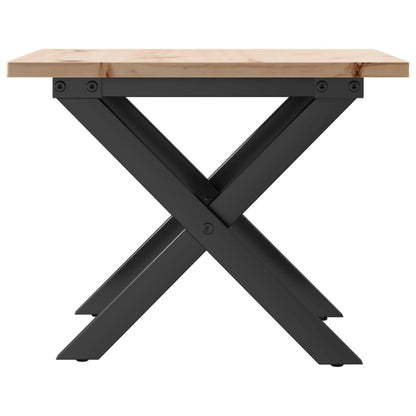 Mesa De Centro Marco X Madera Maciza Pino Y Acero 50x50x35 Cm_3