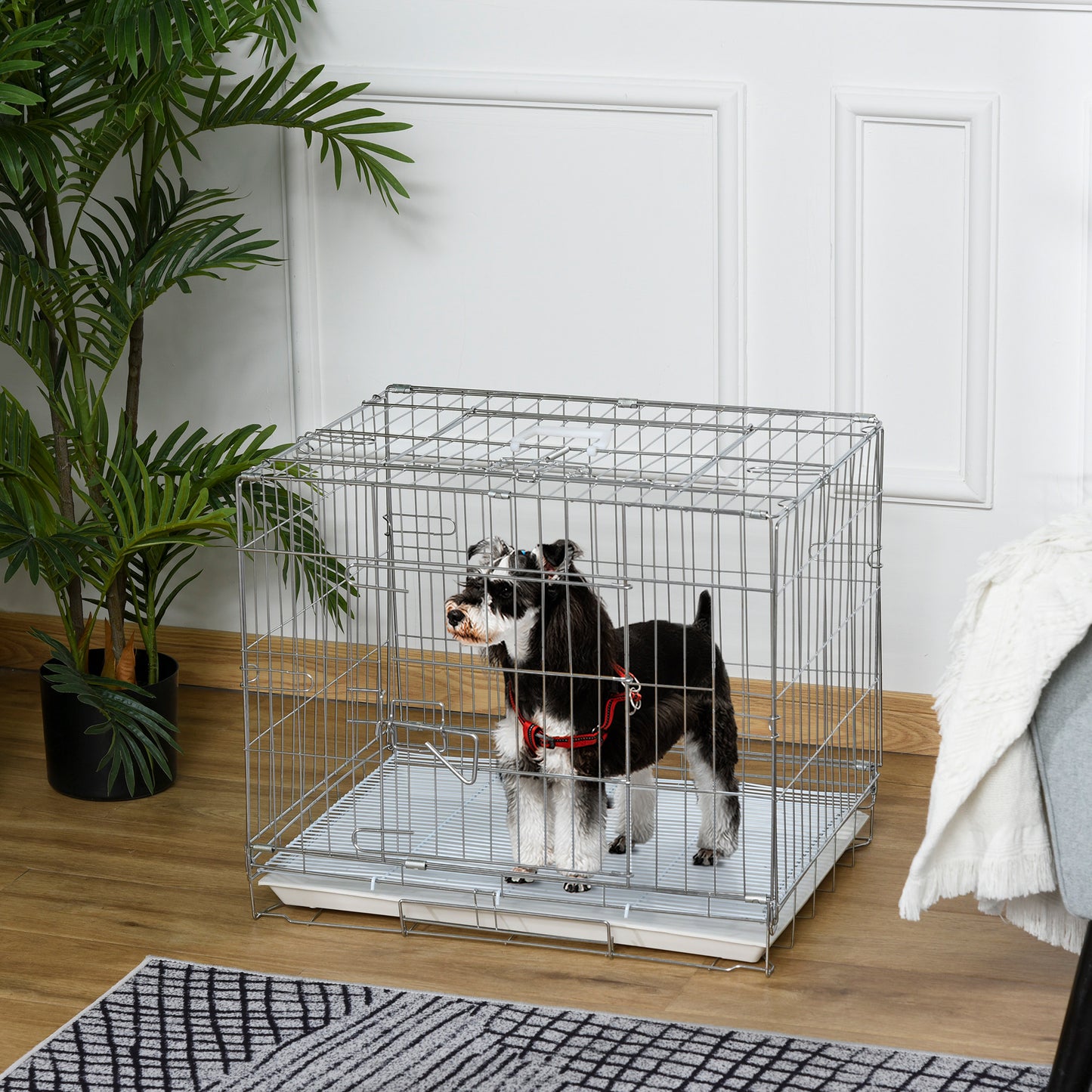 Pawhut Jaula Plegable Para Perros Con Bandeja Extraíble Y Puerta 61x43x50 Cm_1