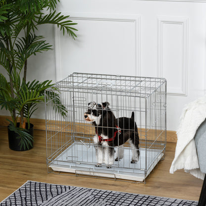 Pawhut Jaula Plegable Para Perros Con Bandeja Extraíble Y Puerta 61x43x50 Cm_1