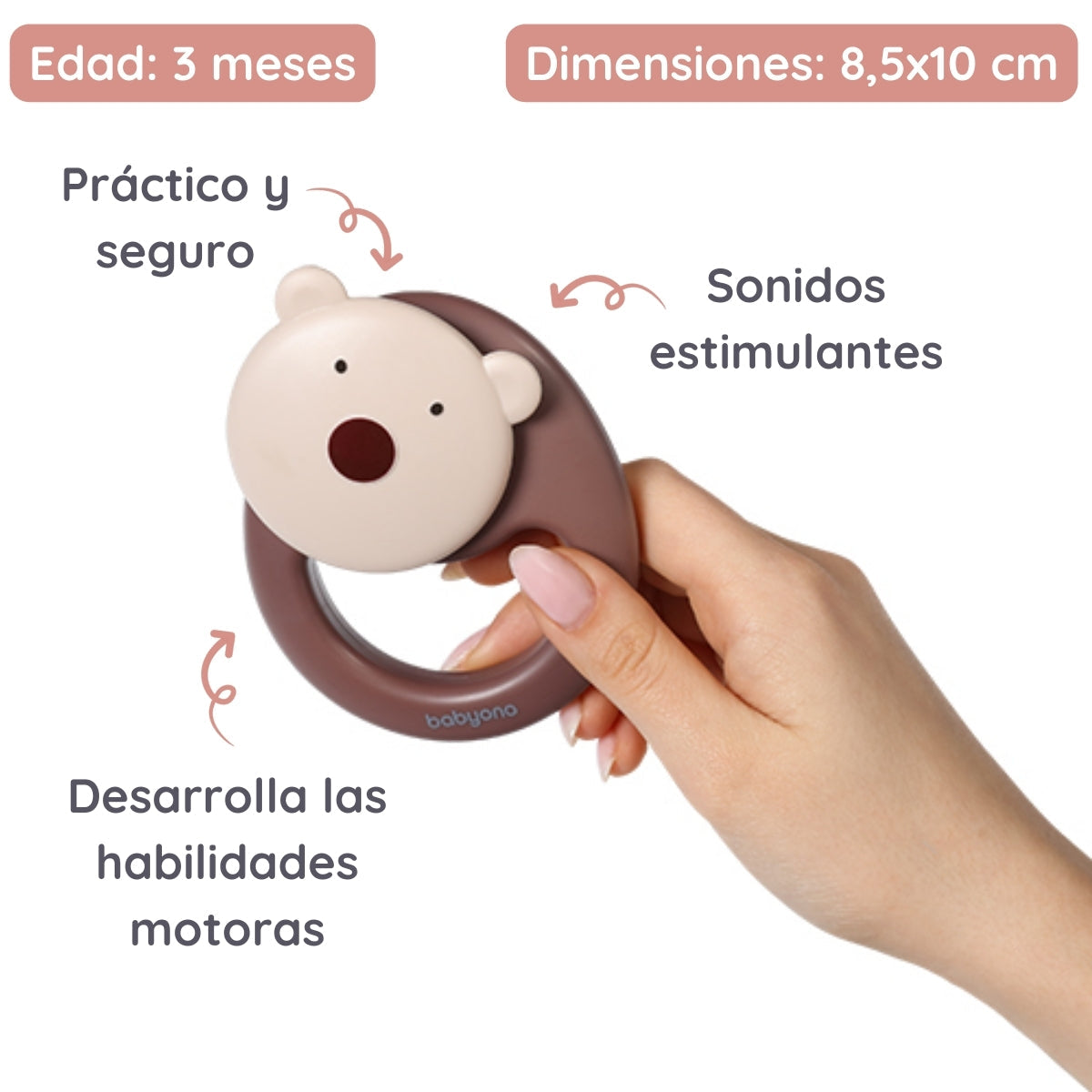 Sonajero Fácil Agarre Para Bebés 3m+ Osito_1