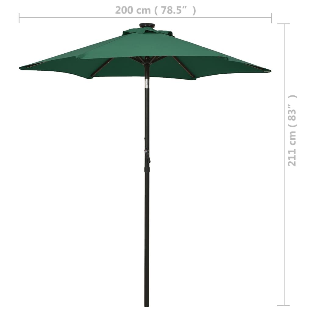 Vidaxl Sombrilla De Jardín Con Luces Led Aluminio Verde 200x211 Cm_2