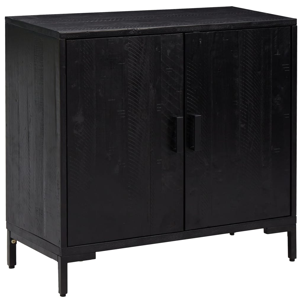 Aparador De Madera Maciza De Pino Negro 75x35x70 Cm / Vetonek_1