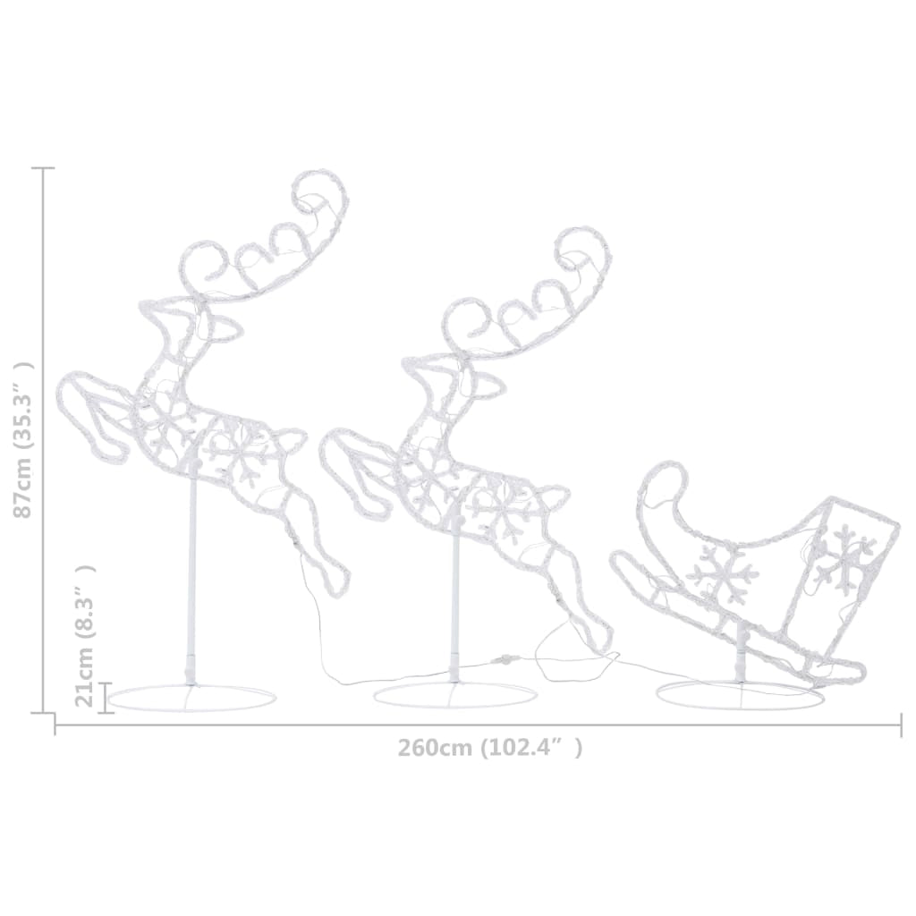 Vidaxl Renos Voladores Y Trineo Blanco Cálido 260x21x87 Cm_2