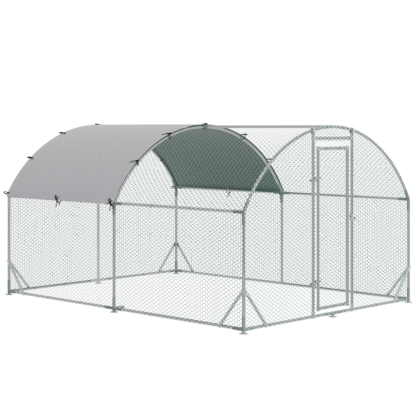 Pawhut Gallinero Exterior 2,8x3,8x1,97 M Para 6-12 Gallinas De Acero Galvanizado_0