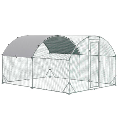 Pawhut Gallinero Exterior 2,8x3,8x1,97 M Para 6-12 Gallinas De Acero Galvanizado_0