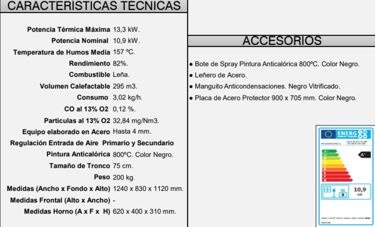 BRICOSOL Estufa Leña Rincón con Horno FM Modelo CH-9 R_1