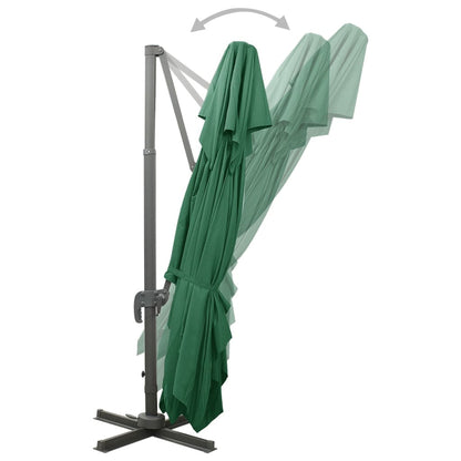 Vidaxl Sombrilla Jardín Voladiza Con Cubierta Doble Verde 400x300 Cm_3