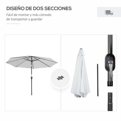 Outsunny Sombrilla De Jardín Ø295x250 Cm Con Manivela E Inclinación Blanco_3