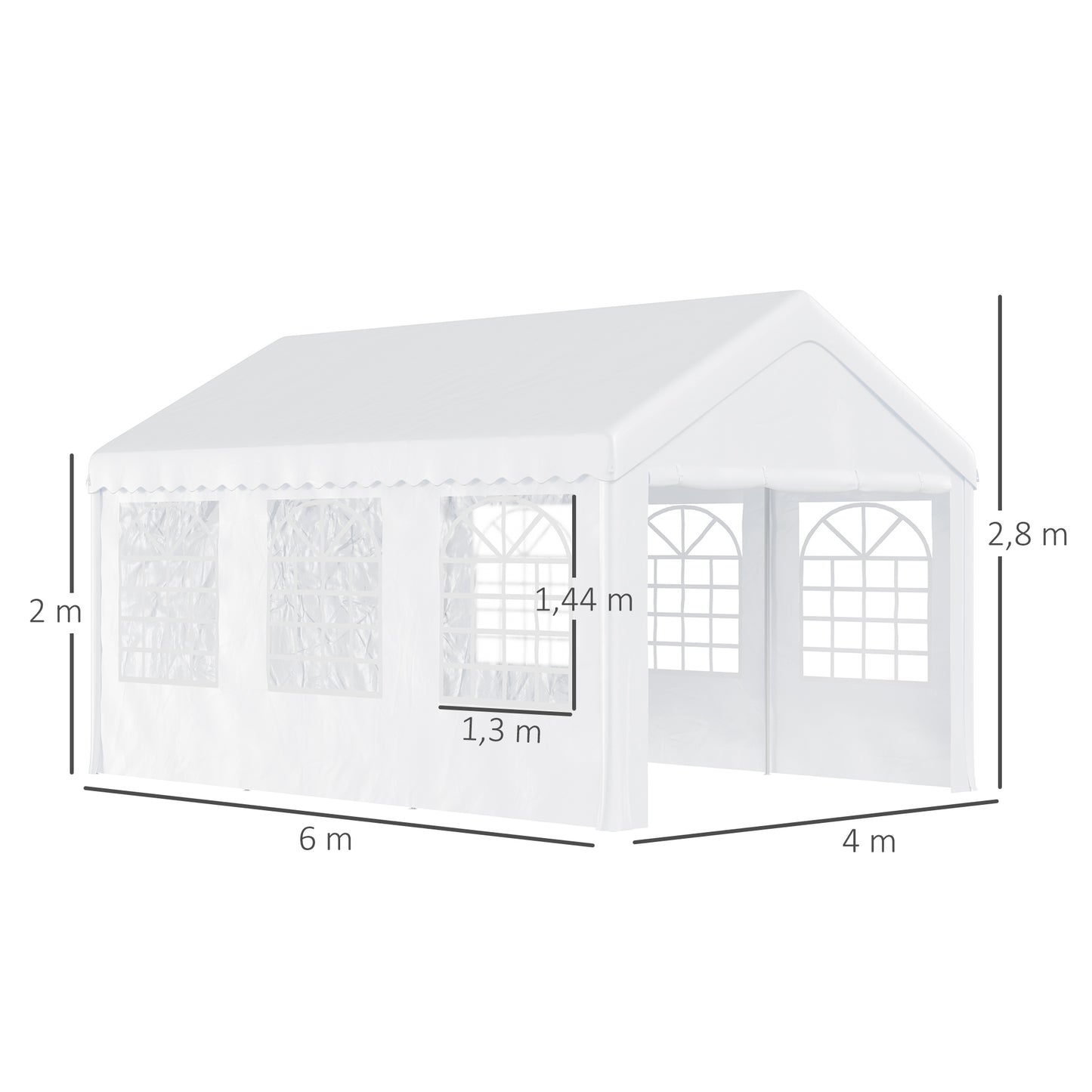 Outsunny Carpa 6x4x2.8m Acero Galvanizado Pabellon Carpas Boda Gazebo Cenador_2