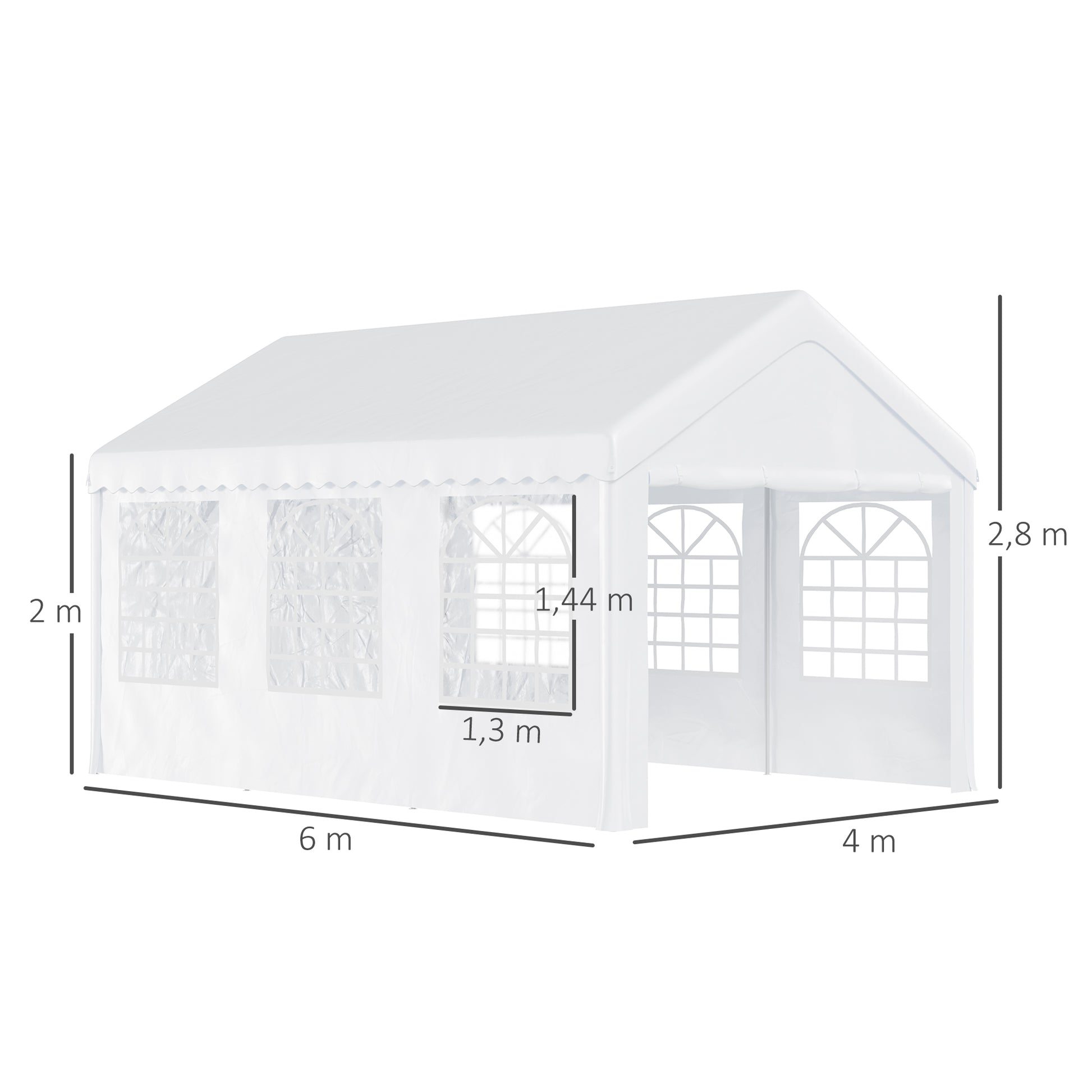 Outsunny Carpa 6x4x2.8m Acero Galvanizado Pabellon Carpas Boda Gazebo Cenador_2