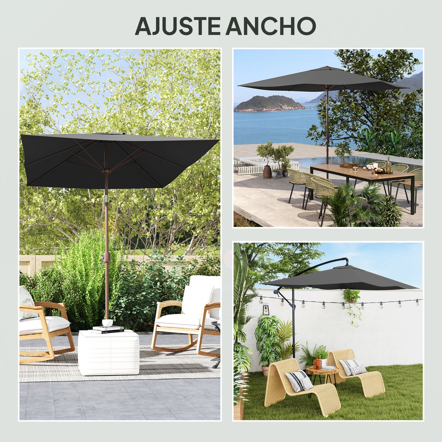 Outsunny Toldo De Recambio De Sombrilla De 3x2 M Con Ventilación Superior Gris_3