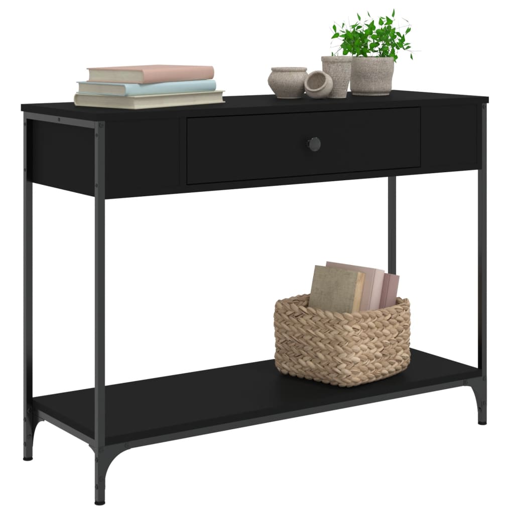 Mesa Consola Madera De Ingeniería Negra 100x34,5x75 Cm_1