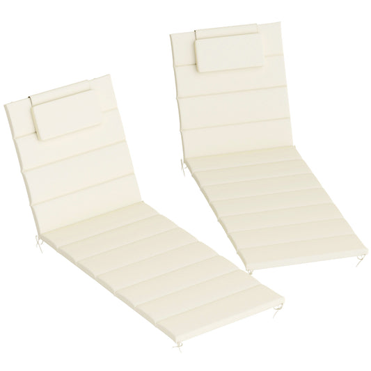 Outsunny Pack 2 Cojines Para Tumbonas Plegables 203x66x3 Cm Con Reposacabezas_0