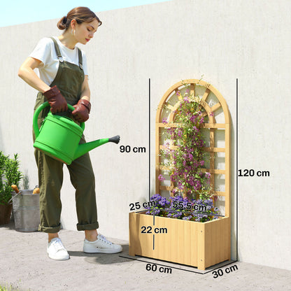 Outsunny Jardinera Con Enrejado De Madera_2