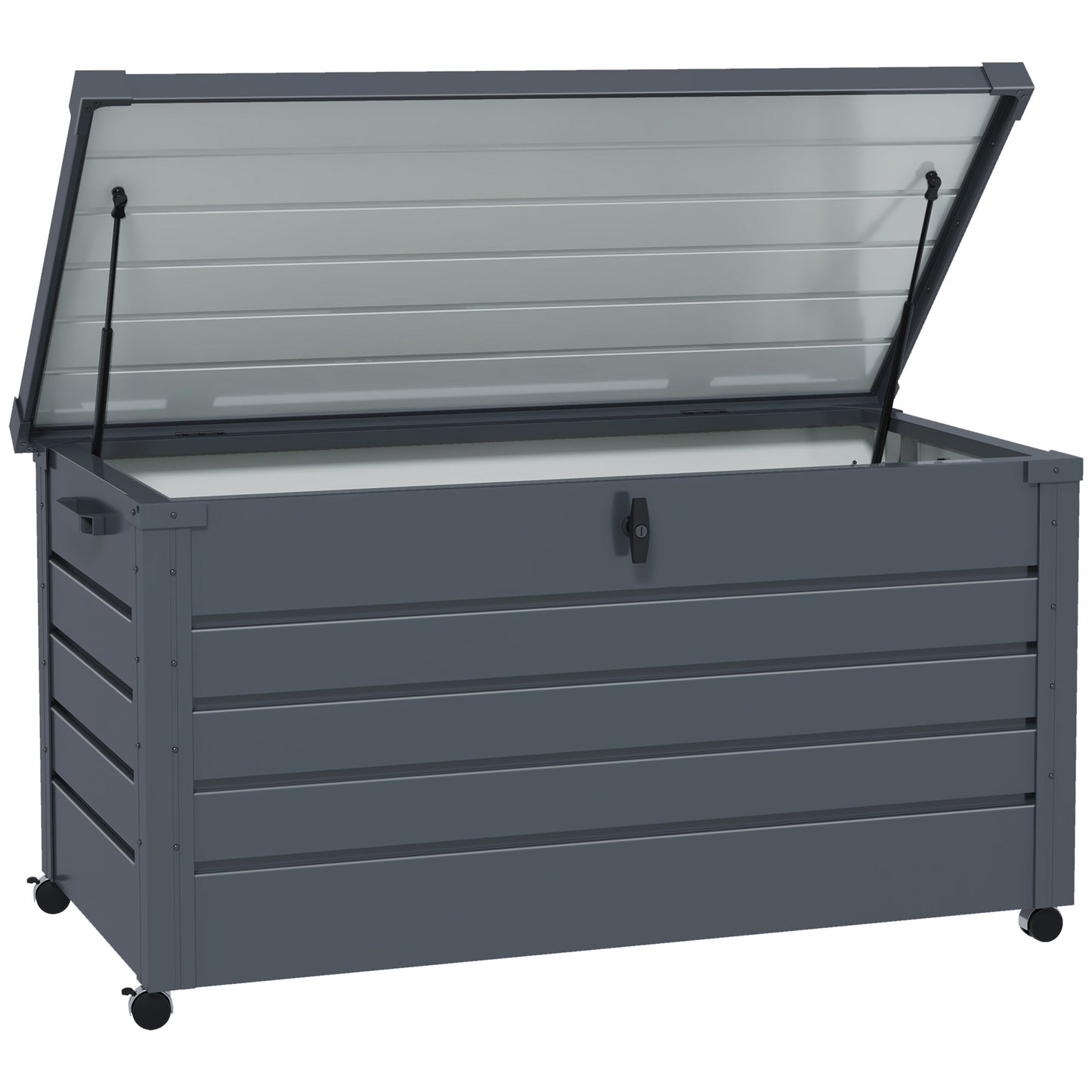 Outsunny Baúl De Exterior 311 L Con 4 Ruedas 2 Asas 120x62x66 Cm Gris Oscuro_0