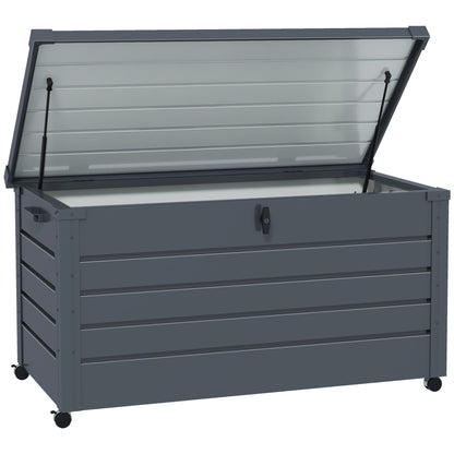 Outsunny Baúl De Exterior 311 L Con 4 Ruedas 2 Asas 120x62x66 Cm Gris Oscuro_0
