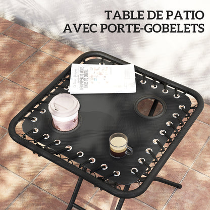 Outsunny Set De 2 Tumbonas Jardín Exterior Con Mesa Auxiliar Reposabrazos Negro_4