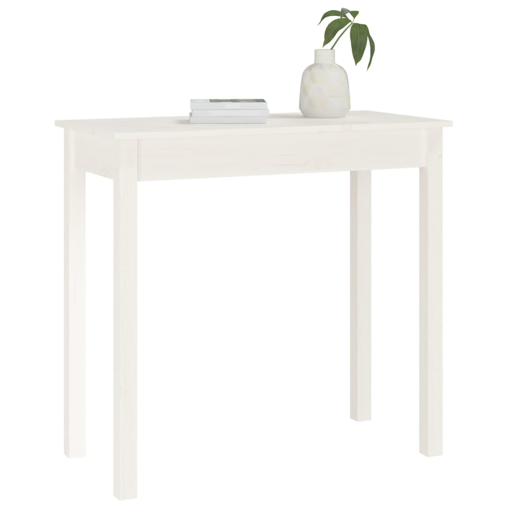 Mesa Consola De Madera Maciza De Pino Blanco 80x40x75 Cm_2
