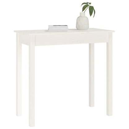 Mesa Consola De Madera Maciza De Pino Blanco 80x40x75 Cm_2