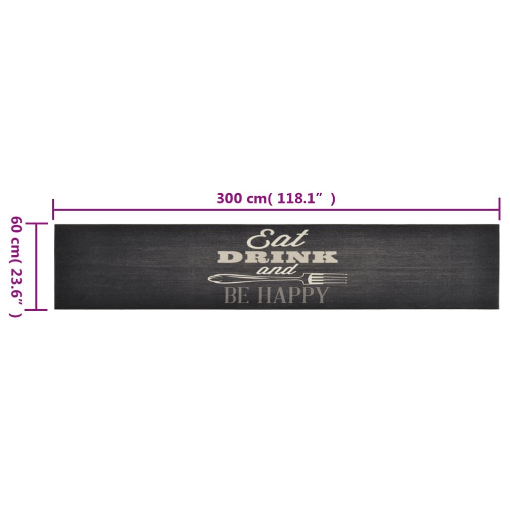 Vidaxl Alfombra De Cocina Lavable Terciopelo Negro 60x300 Cm_4