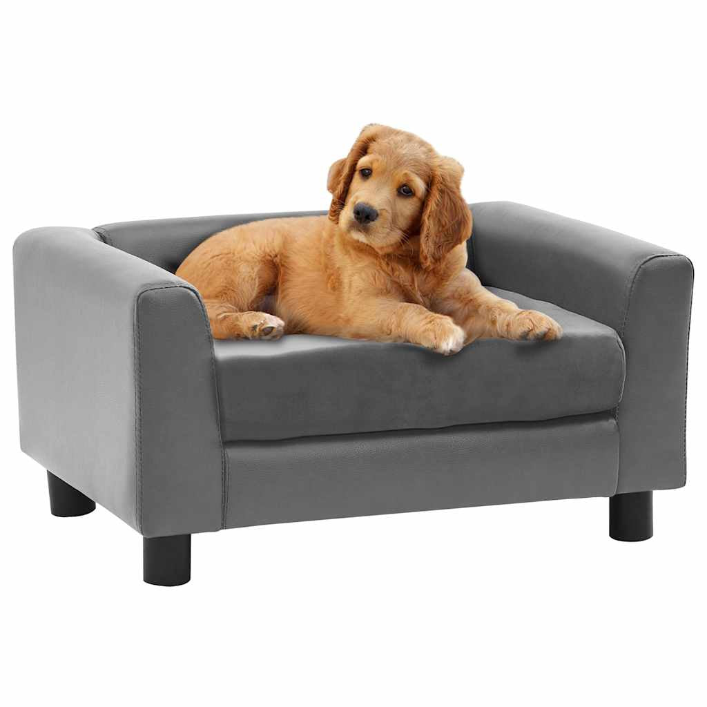 Vidaxl Sofá Para Perros Felpa Y Cuero Sintético Gris 60x43x30 Cm_1